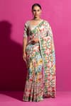 Buy_SAKSHAM & NEHARICKA_Multi Color Chanderi Printed Champa Bagh Saree With Unstitched Blouse Fabric _Online_at_Aza_Fashions