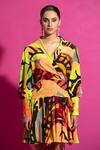 Buy_Saksham & Neharicka_Multi Color Crepe V-neck Behroopiya Abstract Print Short Dress _Online_at_Aza_Fashions