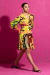 Shop_Saksham & Neharicka_Multi Color Crepe V-neck Behroopiya Abstract Print Short Dress _Online_at_Aza_Fashions