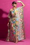 Buy_Saksham & Neharicka_Multi Color Chanderi Round Neck Champa Bagh Print Kaftan_Online_at_Aza_Fashions