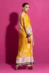 Buy_SAKSHAM & NEHARICKA_Yellow Cotton Satin Print Abstract Scalloped Asymmetric Kurta  _Online_at_Aza_Fashions