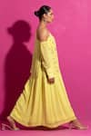 Shop_SAKSHAM & NEHARICKA_Yellow Crepe Embroidery Bloom One Shoulder Maxi Dress  _at_Aza_Fashions