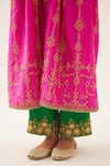 Buy_KORA_Fuchsia Silk Embroidered Dori V Neck Kurta Pant Set  _Online_at_Aza_Fashions