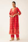 Buy Kora Red , Organza Embroidery, Sequins V-neck Dori Kurta Pant Set Online at Aza Fashions Buy_Kora_Red , Organza Embroidery, Sequins V-neck Dori Kurta Pant Set _Online_at_Aza_Fashions
