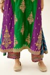 Buy_KORA_Multi Color Silk Embroidered Dori Notched Beads Kurta Pant Set  