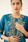 Shop Kora Blue , Organza Embroidery, Sequins Round Neck Kurta Pant Set Online at Aza Fashions Shop_Kora_Blue , Organza Embroidery, Sequins Round Neck Kurta Pant Set _Online_at_Aza_Fashions