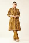 Buy_KORA_Gold Silk Embroidered Dori Collar Kurta And Pant Set  _at_Aza_Fashions