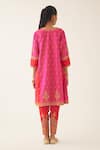 Shop_KORA_Fuchsia Silk Embroidered Dori Notched Short Kurta Salwar Set  _at_Aza_Fashions