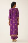 Shop_KORA_Purple Silk Embroidered Dori Notched Straight Kurta Pant Set  _at_Aza_Fashions