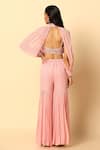 Shop Meenagurnam Pink Viscose, Georgette, Net Sequins, Crystals, Embroidery Blouse Sharara Set at Aza Fashions Shop_Meenagurnam_Pink Viscose, Georgette, Net Sequins, Crystals, Embroidery Blouse Sharara Set _at_Aza_Fashions