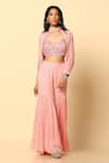 Meenagurnam Pink Viscose, Georgette, Net Sequins, Crystals, Embroidery Blouse Sharara Set Online at Aza Fashions Meenagurnam_Pink Viscose, Georgette, Net Sequins, Crystals, Embroidery Blouse Sharara Set _Online_at_Aza_Fashions