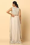 MeenaGurnam_Ivory Imported Satin Net Embroidered Pitta Round Cape Skirt Set _Online_at_Aza_Fashions