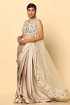 Shop_MeenaGurnam_Ivory Imported Satin Net Embroidered Pitta Round Cape Skirt Set _Online_at_Aza_Fashions