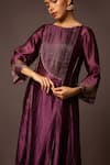 Buy_Myoho_Purple Dupion Silk Sleeve Hand Embroidered Kurta And Pant Set_Online_at_Aza_Fashions