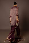 Shop_Myoho_Purple Tik Chanderi Hand Embroidered Leaf Pitta Sleeve Kurta Pant Set  _at_Aza_Fashions