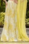 Shop_Vana Ethnics_Yellow Viscose Georgette Print Sequins Plunging V Daffodil Lehenga Blouse Set _Online_at_Aza_Fashions