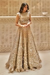 Shop_Abhinav Mishra_Grey Net Embroidered Mirror Round Embellished Bridal Lehenga Set