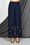 Samyukta Singhania_Blue Rayon Embroidery Mandarin Collar Buttercup Flora Kurta With Pant _Online_at_Aza_Fashions