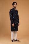 Buy_Chatenya Mittal_Blue Cotton Silk Embroidered Mirror And Dori Work Kurta Set _Online_at_Aza_Fashions