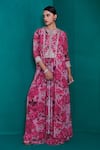 Buy_Adi By Aditya Khandelwl_Pink Georgette Printed Zari Round Embroidered Digital Tunic And Palazzo Set _at_Aza_Fashions