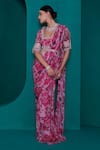 Adi By Aditya Khandelwl_Pink Georgette Printed Zari Square Pre-draped Saree With Blouse _at_Aza_Fashions