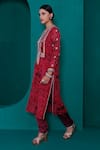 Shop_Adi By Aditya Khandelwl_Red Tunic Georgette Printed Zari Round Embroidered Floral And Pant Set _Online_at_Aza_Fashions