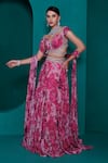 Buy_Adi By Aditya Khandelwl_Pink Georgette Printed Zari V Neck Digital Embroidered Lehenga Set _at_Aza_Fashions