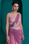 Adi By Aditya Khandelwl_Pink Modal Satin Embroidered Zari Square Silver Blouse And Palazzo Set _Online_at_Aza_Fashions