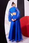 Shop_Vidhi Wadhwani_Blue Silk Organza Round Cari Weave Pattern Embellished Top With Palazzo Pant _at_Aza_Fashions