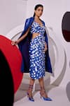 Vidhi Wadhwani_Blue Stretch Crepe Metallic Spheres Sweetheart Neck Disco Circles Cut Out Dress _Online_at_Aza_Fashions