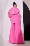 Shop_Vidhi Wadhwani_Pink Crepe Applique 3d Blazer Jacket Pant Set _at_Aza_Fashions
