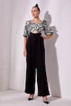 Buy_Vidhi Wadhwani_Black Crepe Embroidery Square Neck Floral Jumpsuit _at_Aza_Fashions
