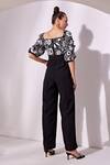Shop_Vidhi Wadhwani_Black Crepe Embroidery Square Neck Floral Jumpsuit _at_Aza_Fashions