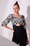 Vidhi Wadhwani_Black Crepe Embroidery Square Neck Floral Jumpsuit _Online_at_Aza_Fashions
