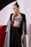 Buy_Vidhi Wadhwani_Black Crepe Applique, Lace Sweetheart Neck, Jashna Embellished Jacket Skirt Set _Online_at_Aza_Fashions