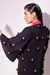 Buy_Vidhi Wadhwani_Black Stretch Crepe Embellished Rhinestone Lapel Raina Jacket With Shorts _Online_at_Aza_Fashions