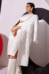 Vidhi Wadhwani White Cotton, Crepe Applique Round Neck, Simya Geometric Jacket Skirt Set Online at Aza Fashions Vidhi Wadhwani_White Cotton, Crepe Applique Round Neck, Simya Geometric Jacket Skirt Set _Online_at_Aza_Fashions