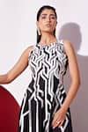 Vidhi Wadhwani Black Cotton Applique Round Neck Sphinx Stripe Gown at Aza Fashions Vidhi Wadhwani_Black Cotton Applique Round Neck Sphinx Stripe Gown _at_Aza_Fashions