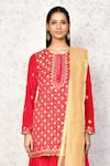 Buy_Khwaab by Sanjana Lakhani_Pink Kurta And Skirt Velvet Embroidered Floral Round Set_Online_at_Aza_Fashions