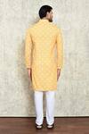 Shop_Arihant Rai Sinha_Yellow Cotton Embroidered Sequin Buttoned Straight Kurta And Pyjama Set _at_Aza_Fashions