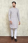 Buy_Arihant Rai Sinha_Multi Color Cotton Embroidered Sequin Kurta And Plain Pyjama Set _at_Aza_Fashions