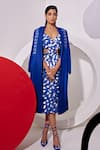 Vidhi Wadhwani_Blue Stretch Crepe Metallic Spheres Sweetheart Neck Disco Circles Cut Out Dress _at_Aza_Fashions