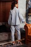Shop_Qala Clothing_Blue Cotton Embroidery Shawl Neck Nazrana Schiffli Pattern Shirt With Pant _at_Aza_Fashions