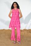 Buy_Qala Clothing_Pink Cotton Embroidery Round Neck Serena Jaal Pattern Top With Pant _at_Aza_Fashions