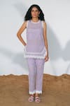 Buy_QALA CLOTHING_Purple Cotton Floral Round Zoya Pastel Top With Pant_at_Aza_Fashions