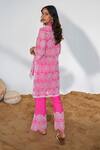 Shop_QALA CLOTHING_Pink Top Cotton Floral Selma High Low Tunic With Pant _at_Aza_Fashions
