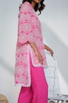 QALA CLOTHING_Pink Top Cotton Floral Selma High Low Tunic With Pant _Online_at_Aza_Fashions