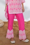 Buy_QALA CLOTHING_Pink Top Cotton Floral Selma High Low Tunic With Pant _Online_at_Aza_Fashions