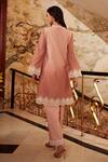 Shop_Qala Clothing_Pink Cotton, Chanderi Round Raaha Rosa Embroidered Short Kurta And Palazzo Set _at_Aza_Fashions