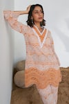 Buy_QALA CLOTHING_Orange 100% Cotton Lace Seraphina Crochet Top With Pant _Online_at_Aza_Fashions